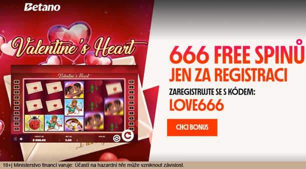 Získejte u&nbsp;Betana valentýnský bonus v&nbsp;podobě 666 free spinů